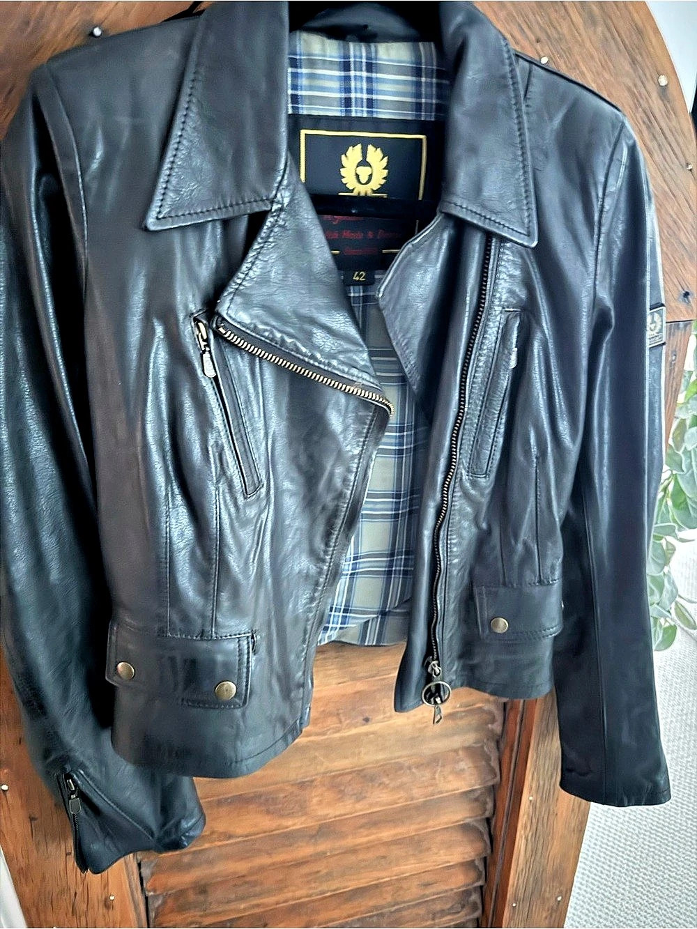 Belstaff Leather Vintage Moto Jacket Black Size 42 premium brand gold label line